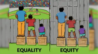 Equality, Equity, Justice meme card, common rarity