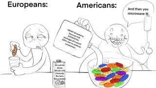 Carte meme Europeans vs. Americans Milk and Cereal Comic by Catoonz, rareté commune