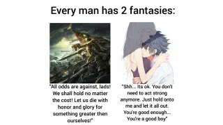Every Man Has 2 Fantasies meme card, common rarity