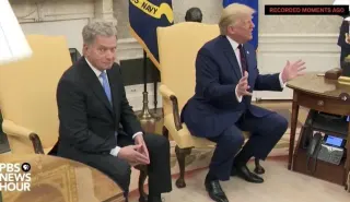 Finnish President Next to Trump meme card, common rarity