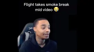 Flight Takes A Smoke Break Mid Video meme card, common rarity