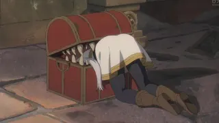 Frieren Stuck In Mimic Chest meme card, common rarity