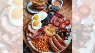Full English Breakfast meme card, common rarity