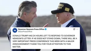 Gavin Newsom's Press Office Copying Trump meme card, common rarity