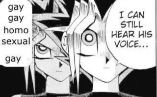 Gay Gay Homosexual Gay / I Can Still Hear His Voice meme card, rare rarity