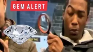 Gem Alert Magnifying Glass / Looking At People's Phones Prank Edits meme card, common rarity