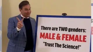 George Santos Pointing At Whiteboard / George Santos' "There Are Two Genders" Po... meme card, common rarity