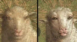 Ghent Altarpiece Lamb Restoration meme card, common rarity