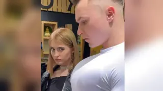 Girl Staring at Guy's Chest meme card, rare rarity