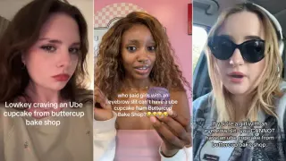 Girls With An Eyebrow Slit Can't Have a Ube Cupcake From Buttercup Bake Shop meme card, common rarity