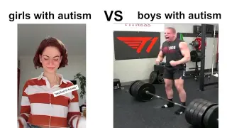 Girls With Autism vs. Boys With Autism meme card, rare rarity