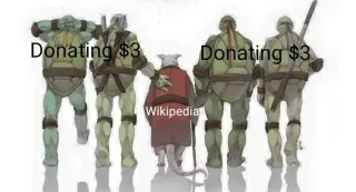 Carte meme Giving Wikipedia 3 Dollars, rareté commune