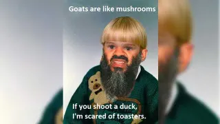 Goats Are Like Mushrooms meme card, epic rarity