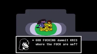 "GOD FUCKING damnit KRIS where the FUCK are we!?" meme card, rare rarity