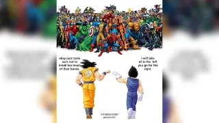 Goku and Vegeta Fist Bump / Make Sure Not To Break Too Much Of Their Bones meme card, common rarity