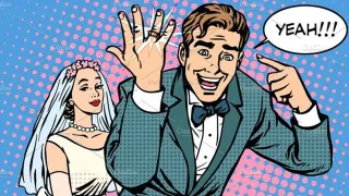 Groom Pointing At Wedding Ring / Yeah!!! meme card, common rarity
