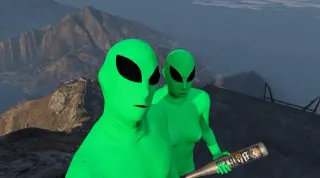Carte meme GTA Online Green and Purple Alien Gang War, rareté commune