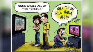 Guns Cause All Of This Trouble! meme card, common rarity