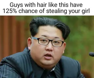 Guys With Hair Like This Have a 125% Chance of Stealing Your Girl meme card, common rarity