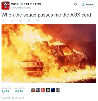 Hand Me the Aux Cord meme card, epic rarity