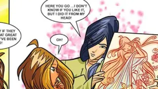 Helia Shows Flora His Painting / I Did It From My Head (Winx Club) meme card, common rarity