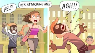 Help! He's Attacking Me! / Agh! / She Misgendered Me meme card, common rarity