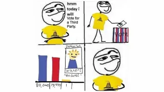 Hmm Today I Will Vote for a Third Party meme card, common rarity