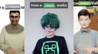 How a Creeper Walks meme card, common rarity