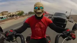 "I Be Yelling Out Gang Gang" Skull Motorcycle Guy meme card, common rarity