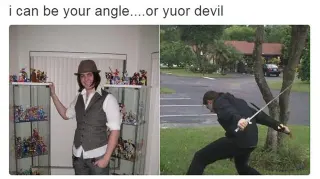 I Can Be Your Angle Or Yuor Devil meme card, epic rarity