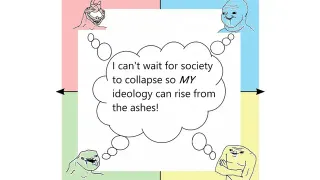 I Can't Wait for Society to Collapse So My Ideology Can Rise From the Ashes meme card, common rarity