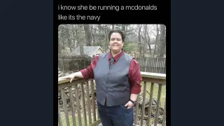 I Know She Be Running A McDonald's Like It's The Navy meme card, rare rarity