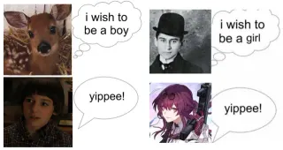 I Wish To Be a X / Yippee! meme card, common rarity