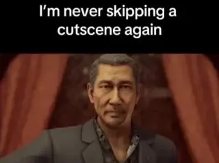 I'm never skipping a cutscene again meme card, common rarity