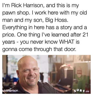 I'm Rick Harrison and This Is My Pawn Shop meme card, epic rarity