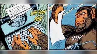 Infinite Monkey Theorem / Monkey Typing meme card, common rarity