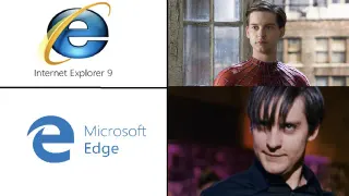 Internet Explorer vs. Microsoft Edge meme card, common rarity