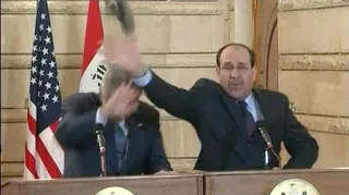 Iraqi Shoe Toss meme card, rare rarity