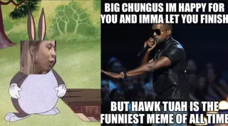 Ironic Hawk Tuah Memes meme card, common rarity