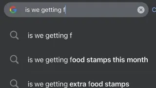 Is We Getting / Is We Getting Food Stamps? meme card, common rarity