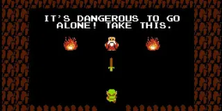 It's Dangerous to Go Alone! Take This meme card, epic rarity