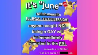 Its Fucking Pride Month / It's "June" Which Mean It's Illegal To Be Straight meme card, common rarity