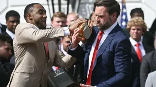 J.D. Vance Drops Trophy meme card, common rarity