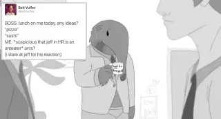 Jeff In HR Might Be an Anteater meme card, common rarity