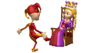 Jester Dancing for Queen GIF meme card, common rarity