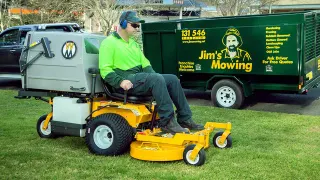 Jim's Mowing Logo meme card, common rarity