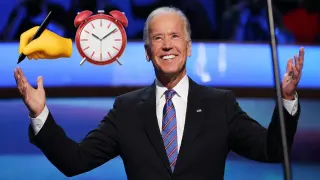 Joe Biden Draw a Clock Emoji meme card, common rarity