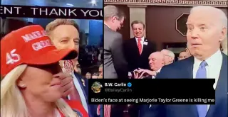 Joe Biden Reacting To Marjorie Taylor Greene At The State Of The Union meme card, common rarity