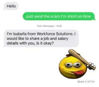 Just Send the Scam Already meme card, common rarity