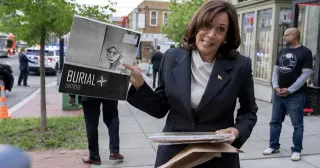 Kamala Harris Holding A Vinyl Record meme card, common rarity